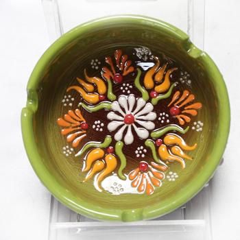 トルコ☆キュタフヤ陶器の手描き灰皿(小) ニメットさん作
