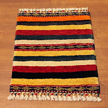 トルコ絨毯 NEW 52×68 ラグ 玄関マット カラフルストライプ - トルコ
