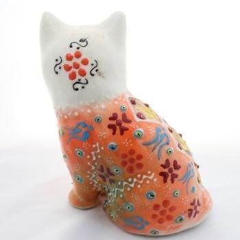 トルコ☆キュタフヤ陶器の動物置物 Nimet（ニメット）さん作 オレンジ