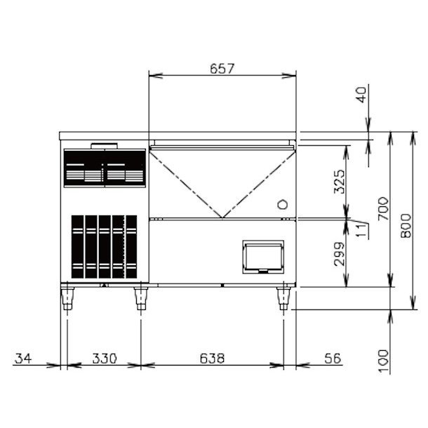 製氷機 ホシザキ CM-200K チップアイス ３相200V アンダーカウンタータイプ(H800㎜) 天板を調理スペースとして使用可