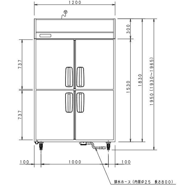SRR-K1261SB パナソニック たて型冷蔵庫 インバーター制御 1Φ100V ピラーレス 業務用冷蔵庫 幅1200×奥行650×高さ1950㎜  内容積848L