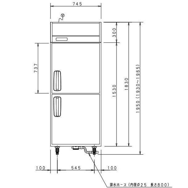 SRR-K761B パナソニック たて型冷蔵庫 インバーター制御 1Φ100V 業務用冷蔵庫 幅745×奥行650×高さ1950㎜ 内容積490Ｌ