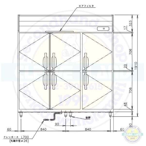 HF-180A3-2-ML (旧型番：HF-180A3-1-ML) ホシザキ 業務用冷凍庫 インバーター 三相200V ワイドスルー  幅1800×奥行800×高さ1910㎜ 内容積1624L