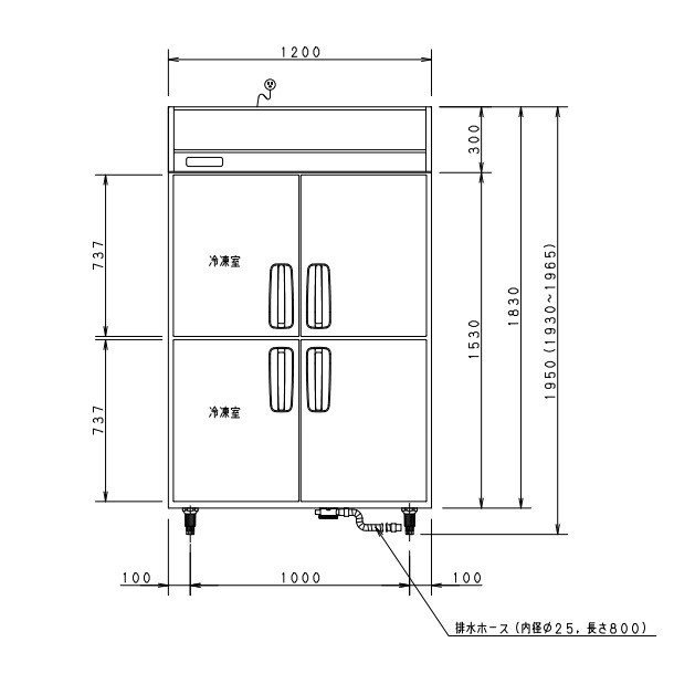 SRR-K1281C2B パナソニック 冷凍冷蔵庫 1Φ100V 冷凍2室 幅1200×奥行800×高さ1950㎜