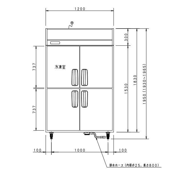 SRR-K1281CB パナソニック 冷凍冷蔵庫 1Φ100V 幅1200×奥行800×高さ1950㎜ 冷凍×1・冷蔵×3