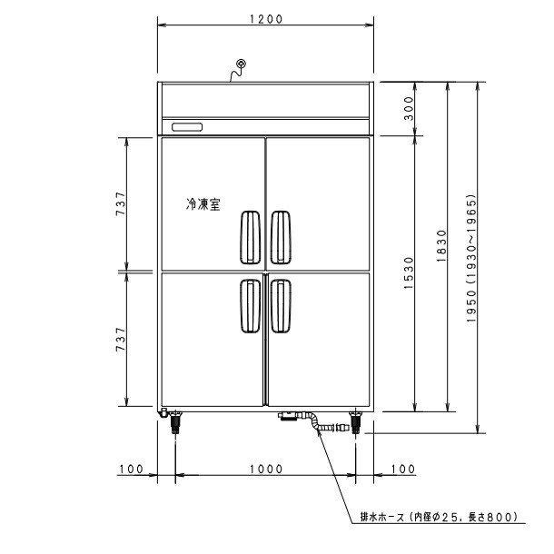 SRR-K1283CSB パナソニック 冷凍冷蔵庫 3Φ200V 下室ピラーレス 幅1200×奥行800×高さ1950㎜