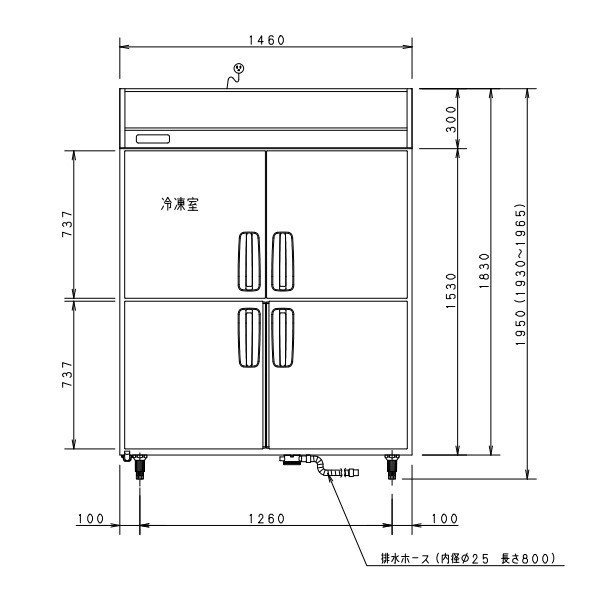 SRR-K1561CSB パナソニック 冷凍冷蔵庫 1Φ100V 下室ピラーレス 幅1460×奥行650×高さ1950㎜ 冷凍×1・冷蔵×3