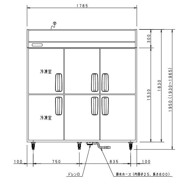 SRR-K1861C2B パナソニック 冷凍冷蔵庫 1Φ100V 冷凍2室 幅1785×奥行650×高さ1950㎜ 冷凍×2・冷蔵×4
