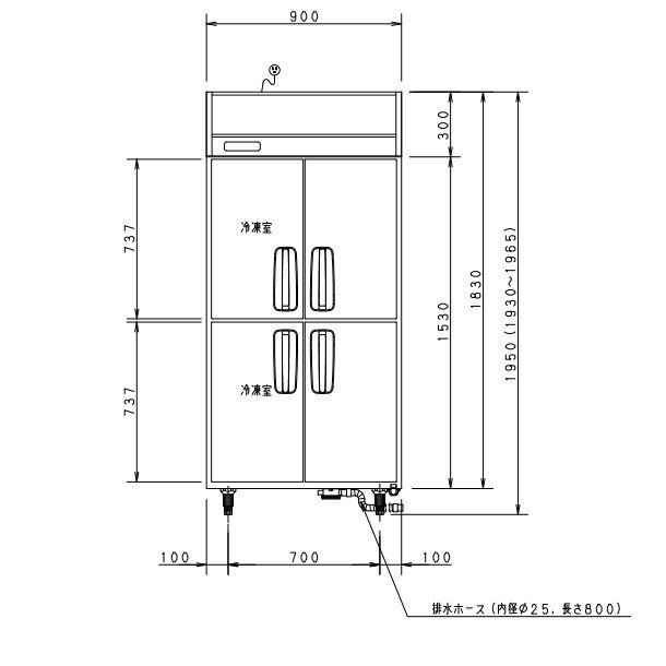 SRR-K981C2B パナソニック 冷凍冷蔵庫 1Φ100V 冷凍2室 幅900×奥行800×高さ1950㎜ 冷凍×2・冷蔵×2