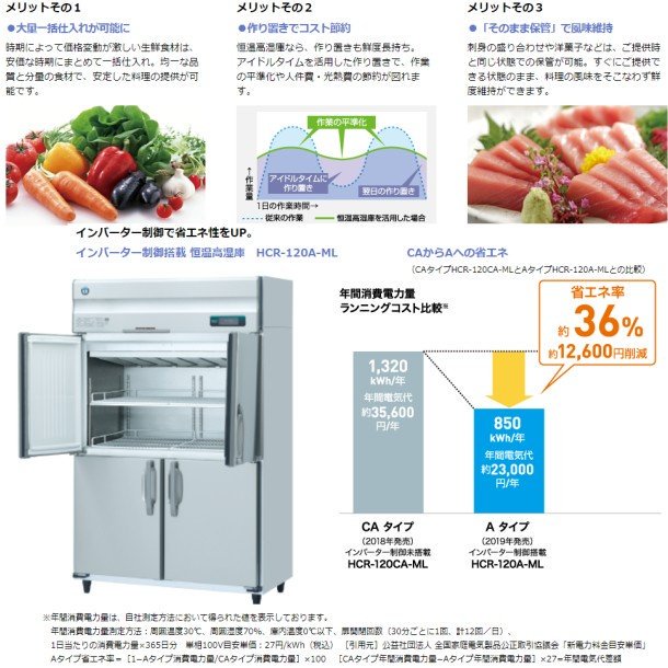 HCR-120A-ML ホシザキ 業務用恒温高湿庫 エアー冷却方式100V幅1200×奥行800×高さ1910㎜庫内無風（湿度85％以上）