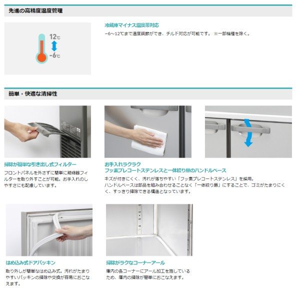 テーブル形冷凍冷蔵庫 ブラックステンレス RFT-180SDG-1-BK 幅1800×奥行750×高さ800(790〜830)(mm)単相100V 送料無料 - 5