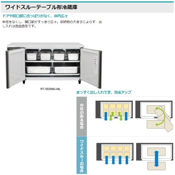 RT-150SDG-ML (新型番：RT-150SDG-1-ML) ホシザキ テーブル形冷蔵庫