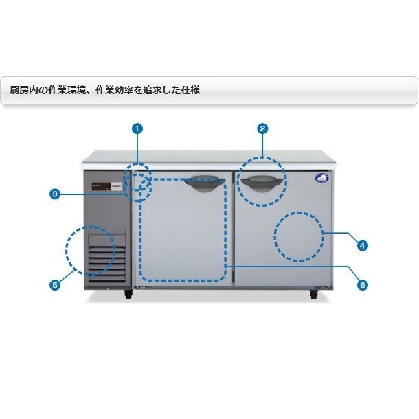 SUR-K1261CB パナソニック 冷凍冷蔵 コールドテーブル 1Φ100V 庫内温度冷凍ー20℃以下・冷蔵－3℃以下 内容積冷凍104L・冷蔵 110L