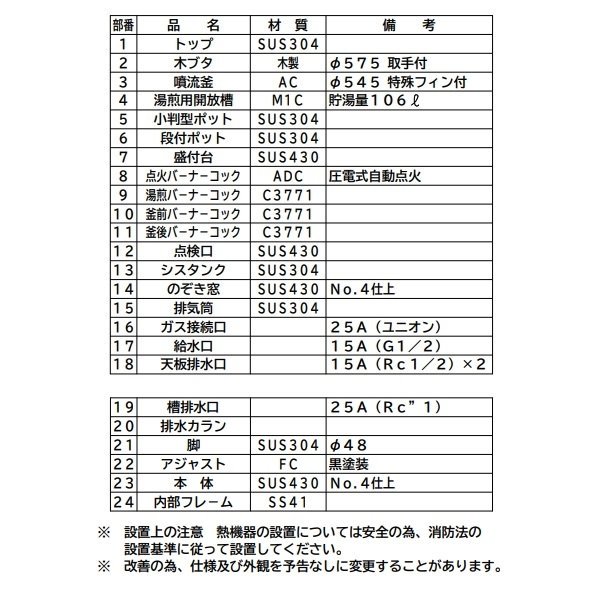 MGS-STRB マルゼン 日本そば釜 スタンダードタイプ 煙突：右