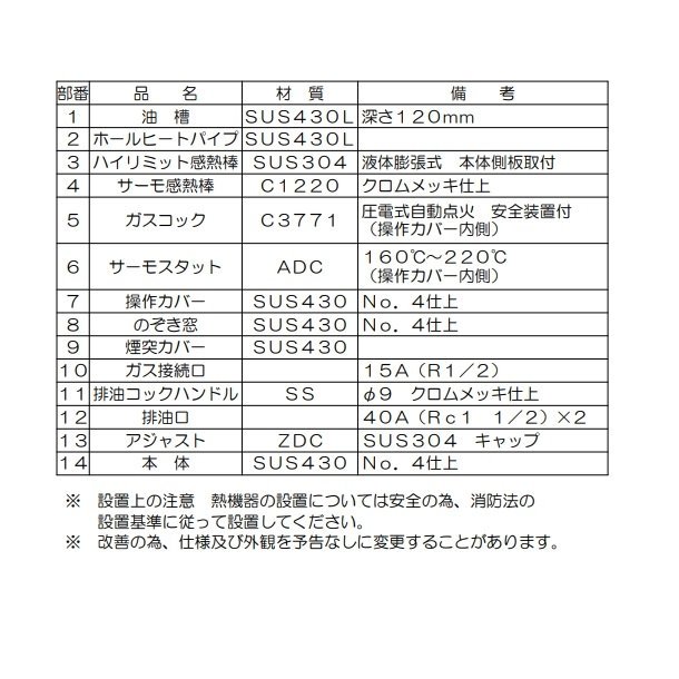 MGF-18WK マルゼン ガスフライヤー スタンダードタイプ クリーブランド