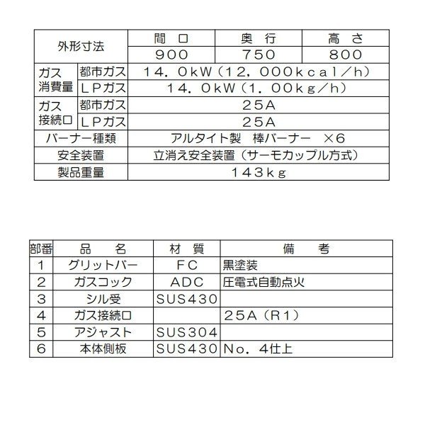 RCB-097 マルゼン チャーブロイラー NEWパワークックシリーズ ガス式 溶岩石仕様 棒バーナー×6 クリーブランド - 業務用厨房機器 B  to B 卸売専門店 【クリーブランド】 仙台 ホシザキ・マルゼン・パナソニックほか