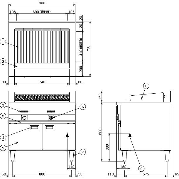 ホシザキ テーブル形冷凍庫 幅900×奥行750×高さ800(mm) FT-90SDG-1(-R) (旧型番 FT-90SDG(-R) 台下冷凍庫 業務用 - 2