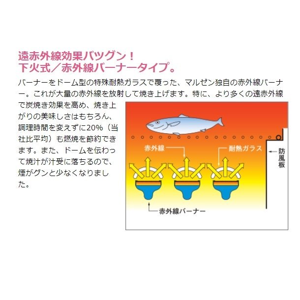 MGKS-304　マルゼン　下火式焼物器　《炭焼き》　赤外線バーナータイプ　汎用型　クリーブランド - 業務用厨房・光触媒コーティング・店舗内装工事  空調空調 他 各種設備工事　| 新品中古の買取販売　【クリーブランド　仙台】