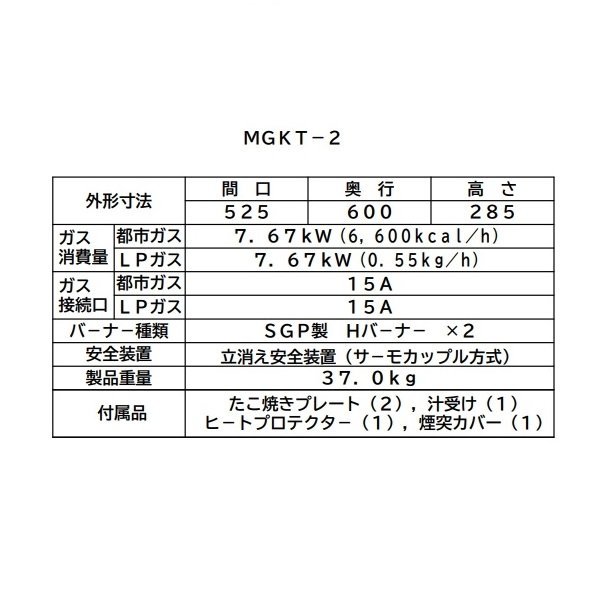 MGKT-2 ガスたこ焼き器 マルゼン 32穴×2連 クリーブランド - 業務用