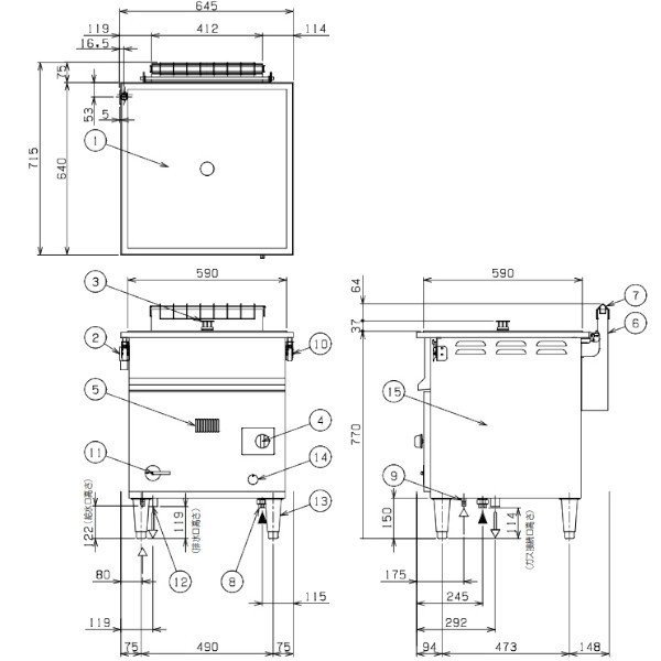 MUS-066D マルゼン ガス蒸し器 セイロタイプ 吹出口×1 - 業務用厨房機器 B to B 卸売専門店 【クリーブランド】 仙台 ホシザキ・ マルゼン・パナソニックほか