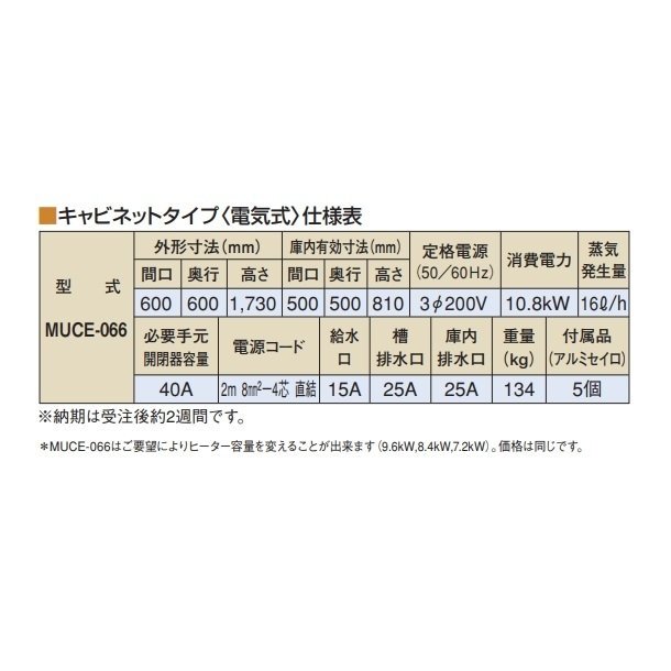 MUCE-066 マルゼン 電気蒸し器 キャビネットタイプ 3Φ200V - 業務用厨房機器 B to B 卸売専門店 【クリーブランド】 仙台  ホシザキ・マルゼン・パナソニックほか