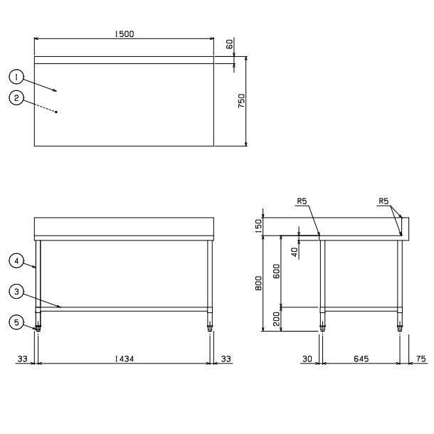 業務用　作業台　バックガードあり　フライヤー置き　美品　新店舗 業務用キッチン 調理台 スノコ板 サイズオーダー バックガード