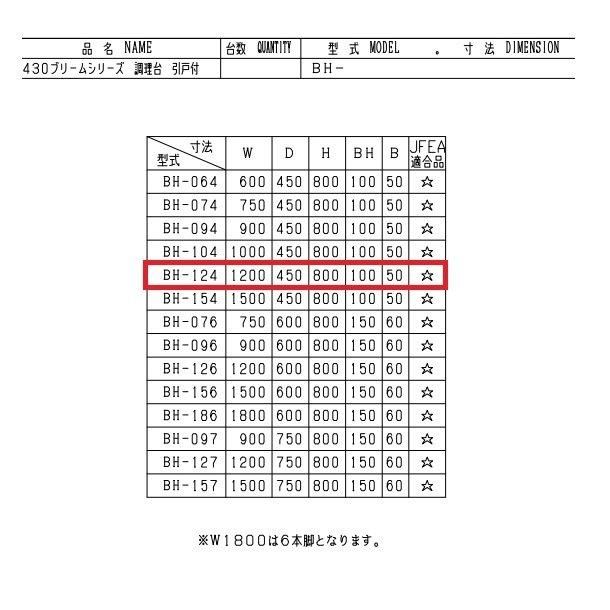 BH-124 マルゼン 調理台引戸付 バックガードあり - 業務用厨房・光触媒