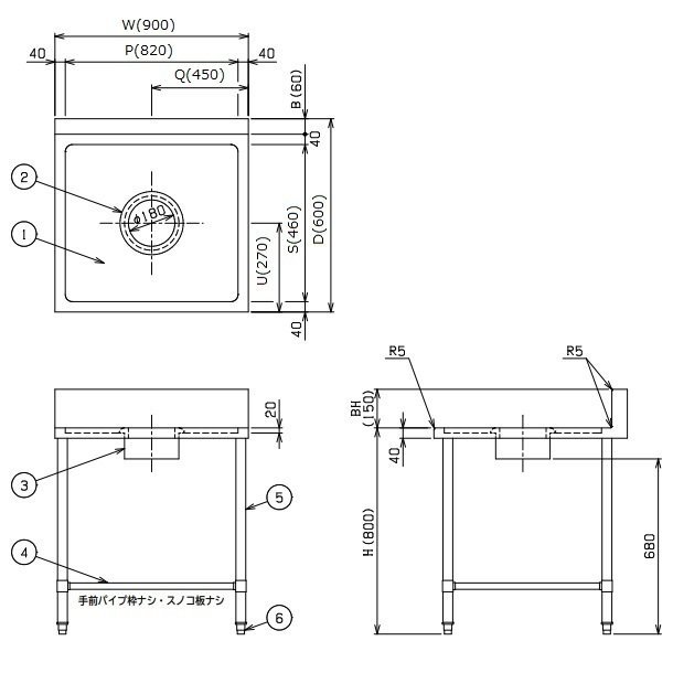 BDW-096 マルゼン ダストテーブル - 業務用厨房・光触媒コーティング