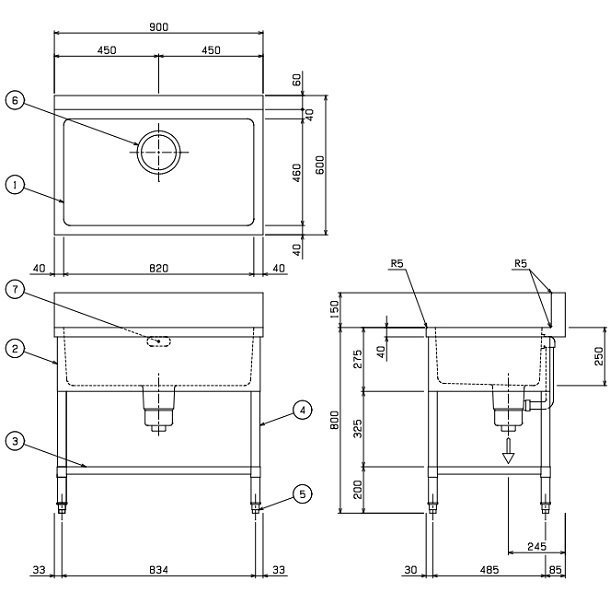 BS1-096　マルゼン　一槽シンク　BGあり - 業務用厨房・光触媒コーティング・店舗内装工事 空調空調 他 各種設備工事　| 新品中古の買取販売　 【クリーブランド　仙台】