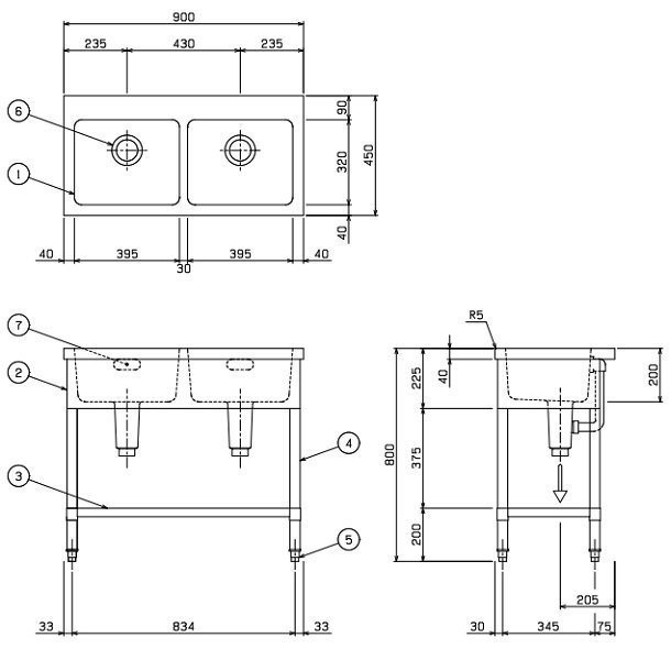 BS2-094N　マルゼン　二槽シンク　BG無 - 業務用厨房・光触媒コーティング・店舗内装工事 空調空調 他 各種設備工事　| 新品中古の買取販売　 【クリーブランド　仙台】