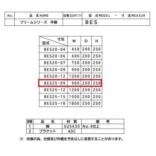 BES25-09　マルゼン　平棚 - 業務用厨房・光触媒コーティング・店舗内装工事 空調空調 他 各種設備工事　| 新品中古の買取販売　 【クリーブランド　仙台】