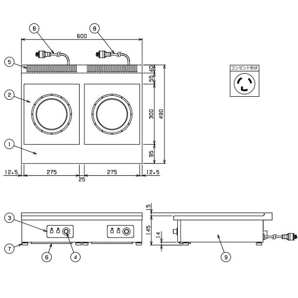 MIH-3S3SC マルゼン IHクリーンコンロ卓上型 （単機能・単相3kW