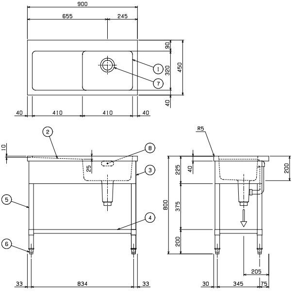 BSM1X-094LN　SUS304仕様　マルゼン　一槽水切付シンク　BGなし　水切：左　【受注生産品】 -  業務用厨房・光触媒コーティング・店舗内装工事 空調空調 他 各種設備工事　| 新品中古の買取販売　【クリーブランド　仙台】