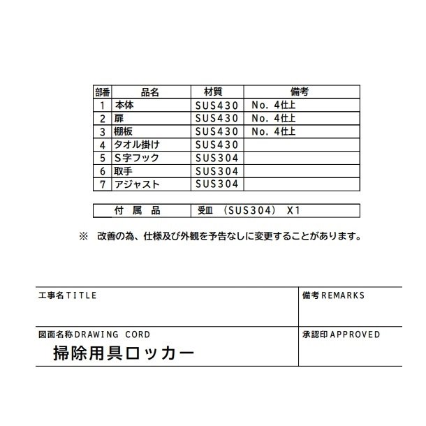 掃除用具ロッカー　BSL-065R　マルゼン　扉取手：右