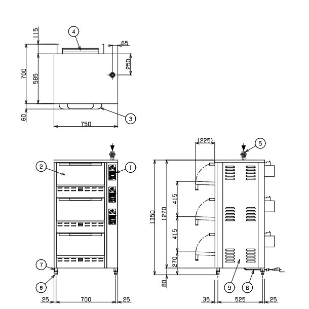 MRC-CX3D　涼厨　ガス立体炊飯器　多機能タイプ　Xタイプ　3段　マルゼン　5升×3段 - 14