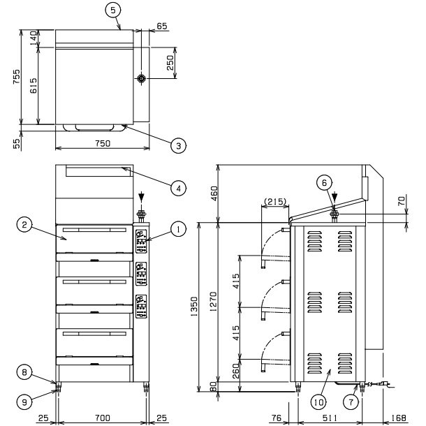MRC-S3D　ガス立体炊飯器　スタンダードタイプ　Sタイプ　3段　マルゼン　5升×3段 - 9