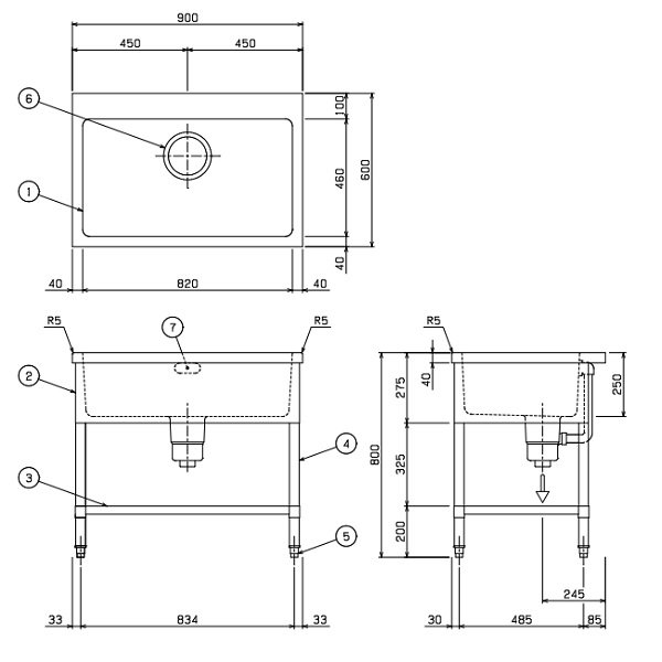 BS1-096T　マルゼン　一槽シンク　BGなし　三面アール, - 業務用厨房・光触媒コーティング・店舗内装工事 空調空調 他 各種設備工事　|  新品中古の買取販売　【クリーブランド　仙台】