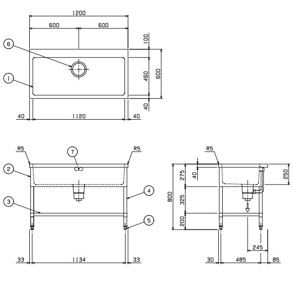 BS1-126T　マルゼン　一槽シンク　BGなし　三面アール, - 業務用厨房・光触媒コーティング・店舗内装工事 空調空調 他 各種設備工事　|  新品中古の買取販売　【クリーブランド　仙台】