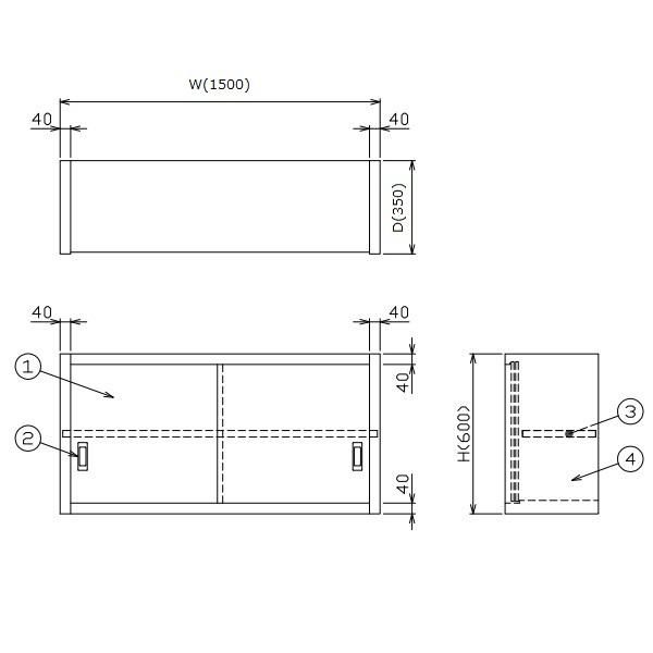 BCS6X-1535S マルゼン 吊戸棚 SUS304 ステン戸 - 業務用厨房機器