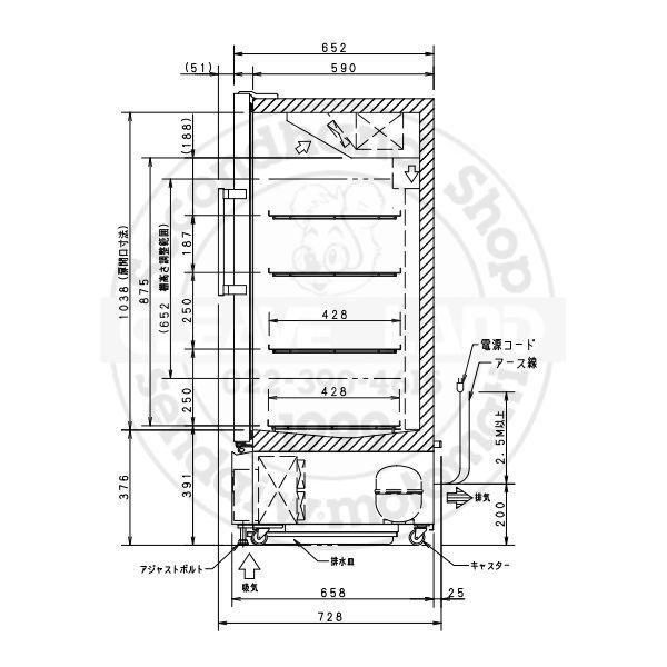 パナソニック 標準型ショーケース SMR-Z200L スイング扉 左開き 192L