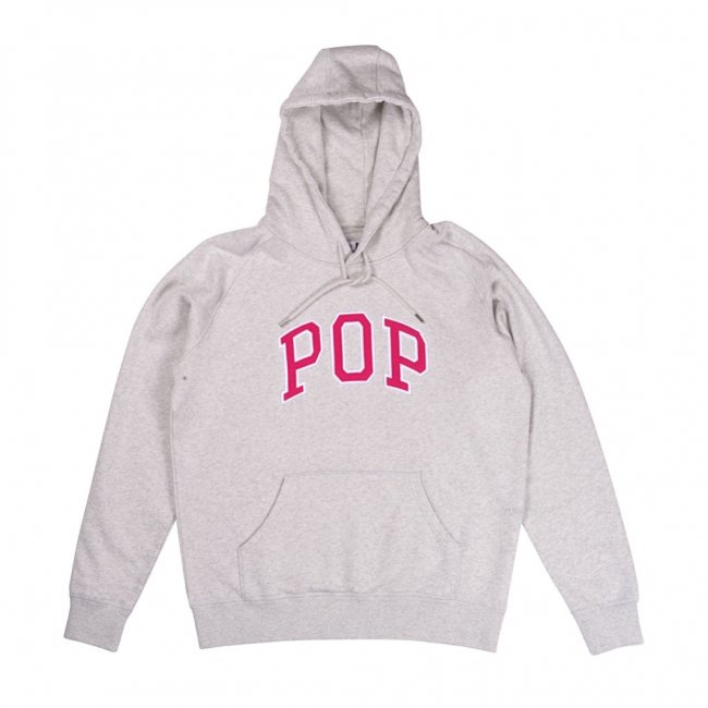 POP TRADING COMPANY " ARCH HOODED SWEAT " OFF WHITE HEATHER