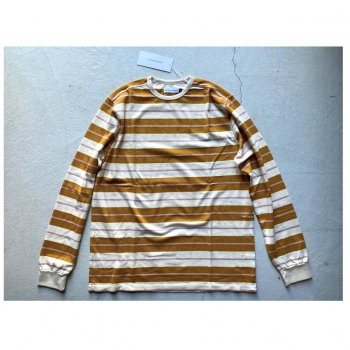 POP TRADING COMPANY " STRIPED LONGSLEEVE " SPRUCE YELLOW / OFFWHITE