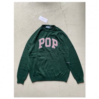 POP TRADING COMPANY "  ARCH KNITTED CREWNECK " BISTRO GREEN  