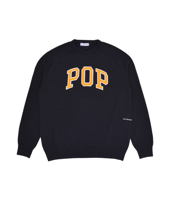 POP TRADING COMPANY " ARCH KNITTED CREWNECK IN BLACK " 