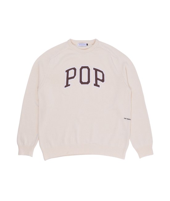 POP TRADING COMPANY " ARCH KNITTED CREWNECK IN OFF WHITE " 
