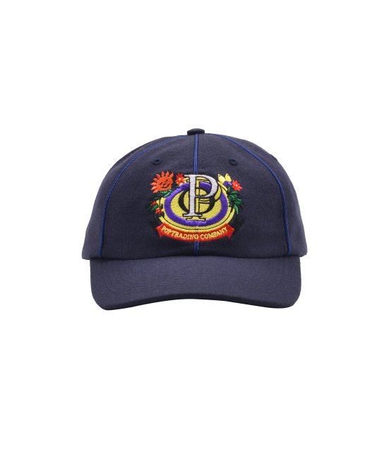 POP TRADING COMPANY " FLORAL CREST SIXPANEL HAT IN NAVY "