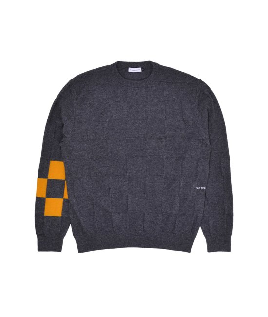 POP TRADING COMPANY " CHECKED PANEL KNITTED CREWNECK"
