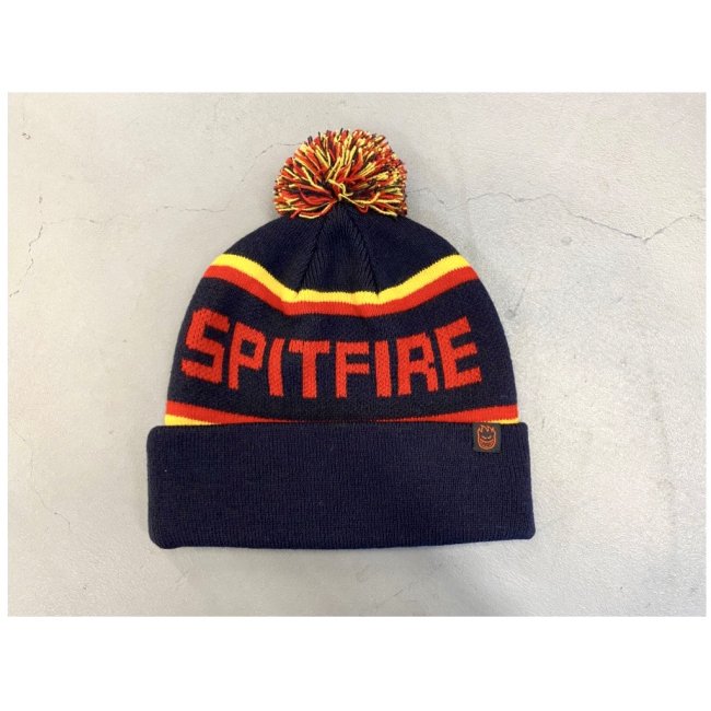SPITFIRE " CLASSIC 87' FILL POM BEANIE " NAVY/ GOLD/ RED