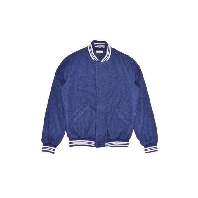 <img class='new_mark_img1' src='https://img.shop-pro.jp/img/new/icons20.gif' style='border:none;display:inline;margin:0px;padding:0px;width:auto;' />POP TRADING COMPANY " VARSITY JACKET " IN RINSED DENIM