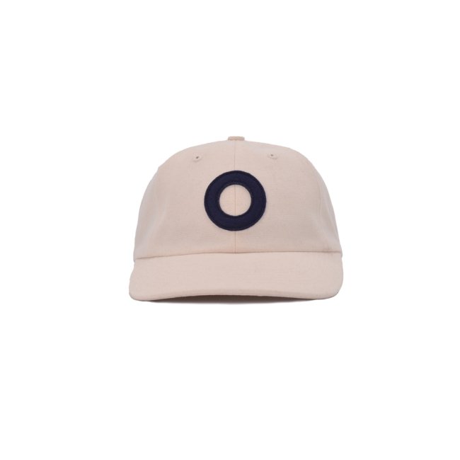 POP TRADING COMPANY " O SIXPANEL HAT " IN OFF WHITE/ NAVY